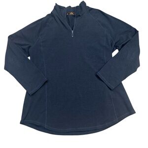 Miusey Quarter Zip Pullover Top 2XL Navy Blue Long Sleeve